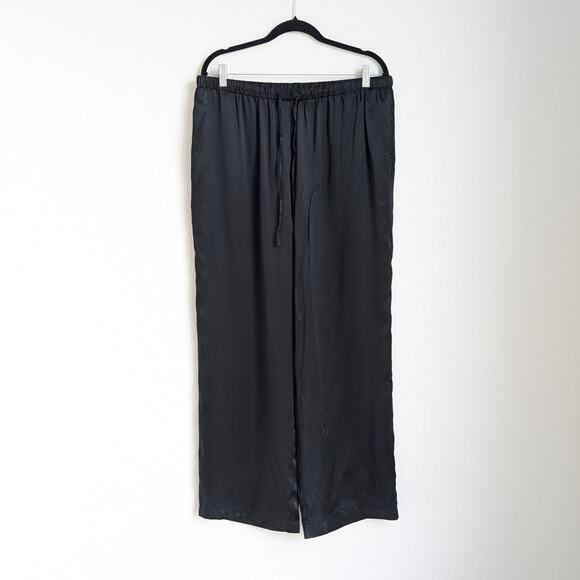 Quince Black 100% Silk High-rise Relaxed Wide Leg Pants, size XL - Picture 2 of 10